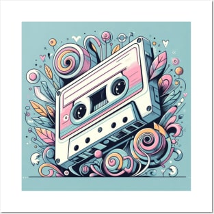 Retro music tape colorful design Posters and Art